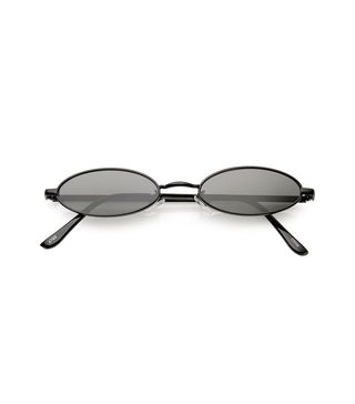 Sunglass.la + Extreme Small Oval Sunglasses Neutral Colored Flat Lens