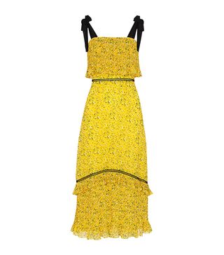 Whistles + Ditsy Blossom Pleated Dress, Yellow