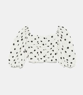 Zara + Cropped Polka-Dot Top