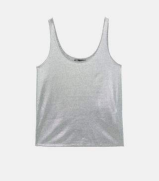 Zara + Metallic T-Shirt Top