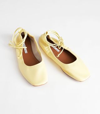 & Other Stories + Square Toe Leather Lace Up Flats