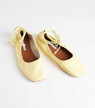 
Other Stories + Square Toe Leather Lace Up Flats