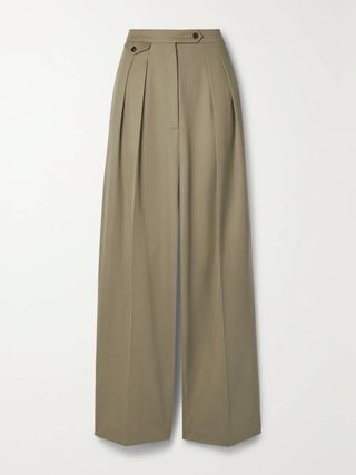 The Row + Marcellita Pleated Wool-Twill Wide-Leg Pants