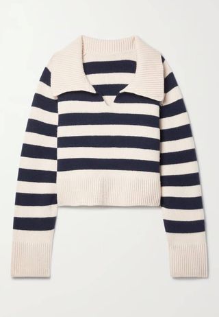 Khaite + Franklin Striped Cashmere Sweater