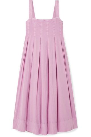 Hatch + The Alice Pleated Shirred Cotton-Voile Midi Dress
