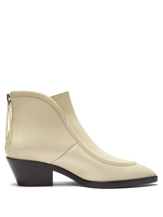 Jil Sander + Pointed Toe Western Leather Ankle Boots