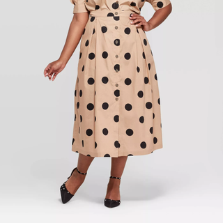 Who What Wear + Button Front Full Skirt