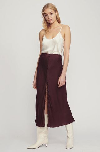 Silk Laundry + Button Up Bias Cut Skirt