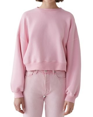 Agolde + Balloon-Sleeve Cropped Pullover