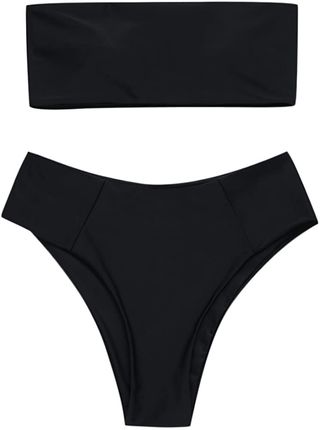 Zaful + Strapless Solid Color 2 Pieces Bathing Suit