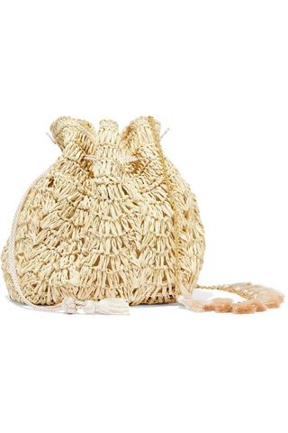 Kayu + Bella Tasseled Woven Straw Bucket Bag