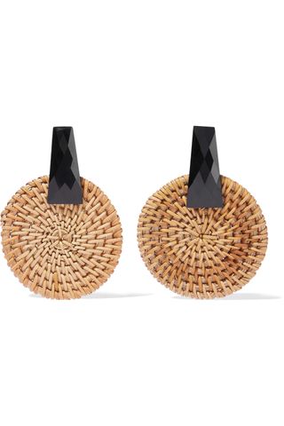 Kenneth Jay Lane + Resin and Rattan Earrings