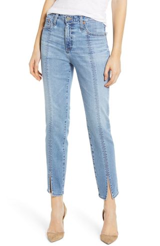 AG + Isabelle High Waist Split Hem Ankle Straight Leg Jeans