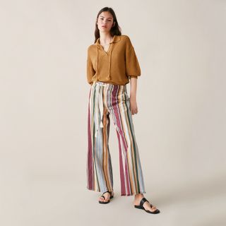 Zara + Striped Linen Trousers