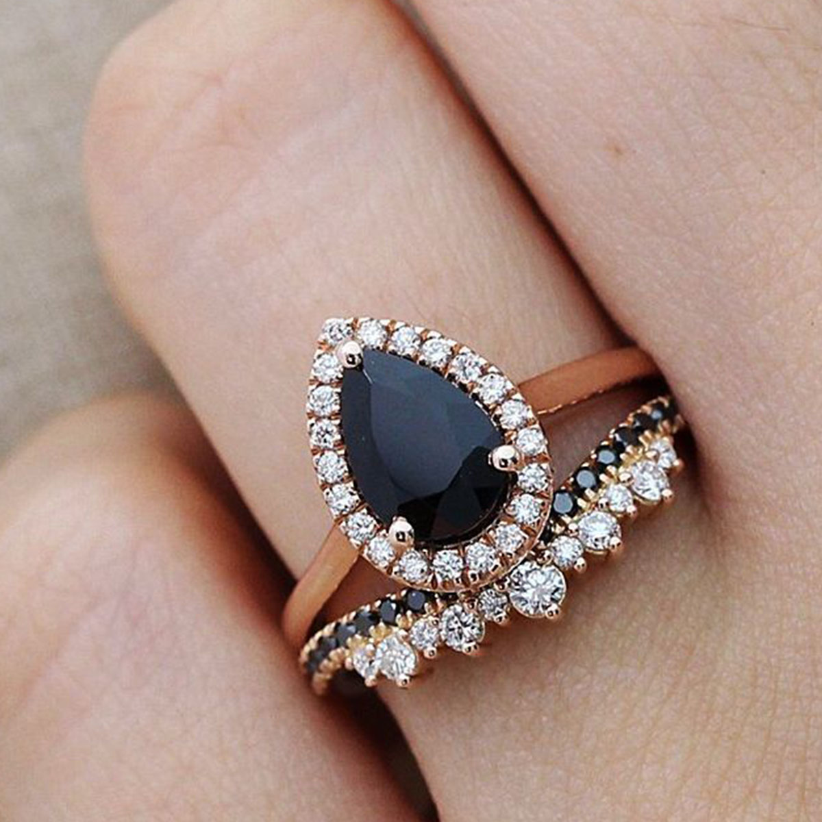 2ct Princess-Cut Fancy-Black Diamond Engagement Ring 14k Black Gold