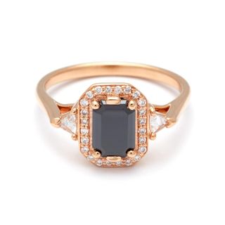 Anna Sheffield + BEA Halo Ring Rose Gold & Black Diamond