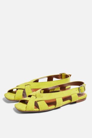 Topshop + Opal Chartreuse Cross Front Sling Sandals