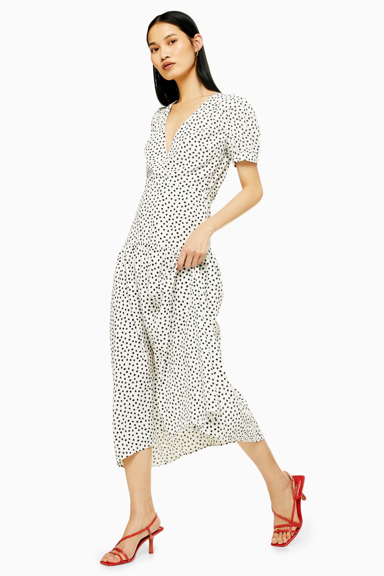 Topshop + Black And White Starlight Spot Smock Dress