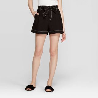 Who What Wear + Mid-Rise Self Belt Shorts