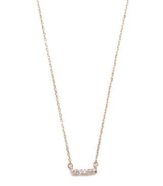 Adina Reyter + Super Tiny 14k Gold Pave Bar Necklace