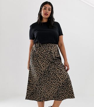 ASOS Design + Bias Cut Satin Midi Skirt