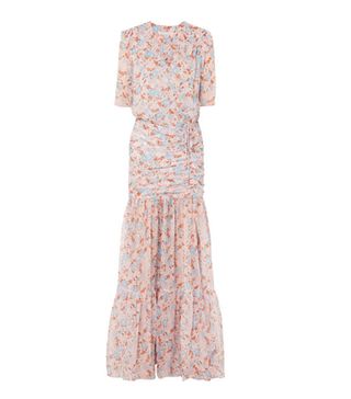 Veronica Beard + Mick Ruched Floral-Print Silk-Chiffon Maxi Dress