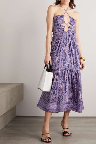 Isabel Marant + Birona Cutout Paisley-Print Cotton and Silk-Blend Halterneck Midi Dress