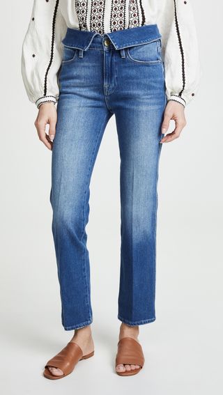 Frame + Le High Straight Fold Over Jeans
