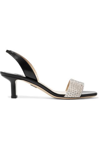 Paul Andrew + Longo Leather and Python Slingback Sandals