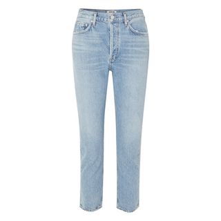 Agolde + Riley Cropped Organic High-Rise Straight-Leg Jeans