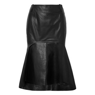 Balenciaga + Fluted Leather Skirt