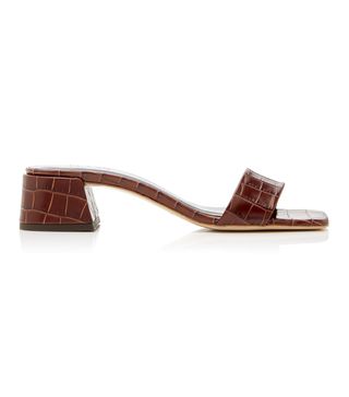 By Far + Courtney Croc-Effect Leather Sandals