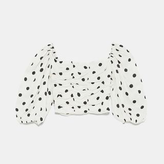 Zara + Cropped Polka-Dot Top