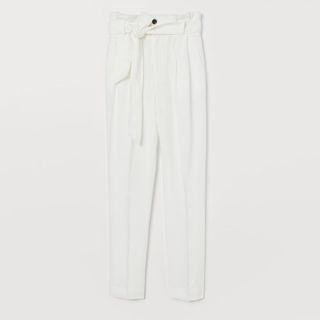 H&M + Linen-Blend Paper Bag Trousers