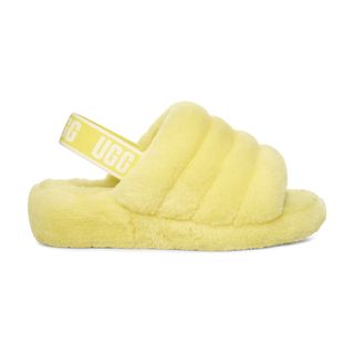 Ugg + Fluff Yeah Genuine Shearling Slippers in Neon Yellow