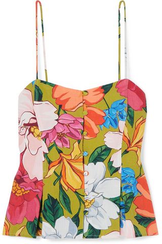 Mara Hoffman + Lily Pleated Floral Print Tencel and Linen-Blend Top