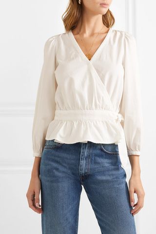 Madewell + Cotton-Blend Wrap Top