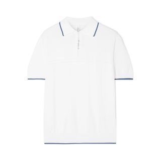 Adam Selman Sport + Pointelle-Trimmed Knitted Polo Shirt