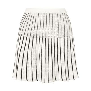 Sonia Rykiel + Striped Ribbed-Knit Cotton-Blend Mini Skirt
