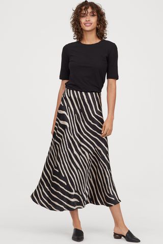 H&M + Flared Satin Skirt