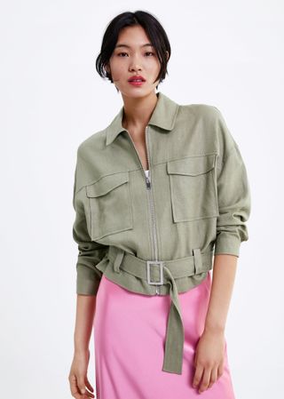 Zara + Belted Cropped Jacket