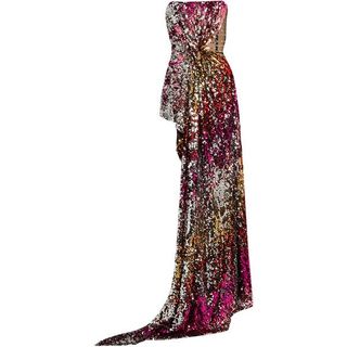 Halpern + Multicolor Sequins Strapless Top/Dress