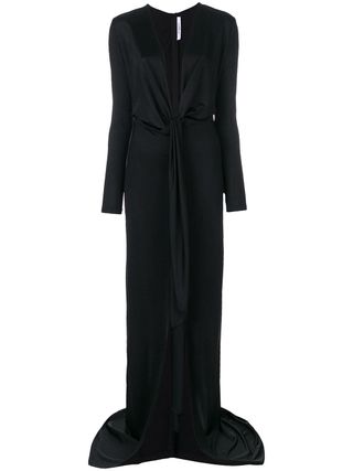 Givenchy + Black Crossover Neck Tie Gown