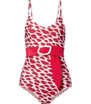 Adriana Degreas + Bacio Belted Printed Swimsuit