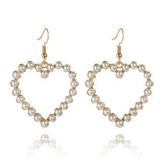 Minghua + Alloy Pearl Heart Earrings