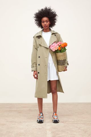 Zara + Double-Breasted Water Repellent Buttoned Trench Coat