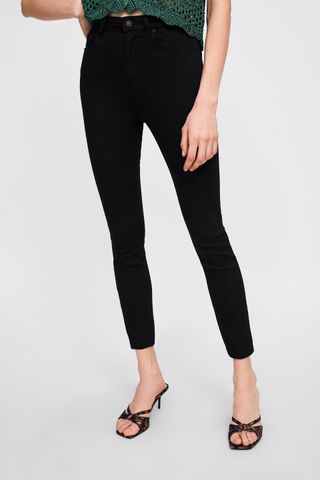 Zara + ZW Premium High Waist Revolve Black Jeans