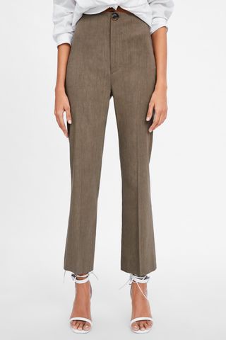 Zara + High Waisted Straight Cut Pants