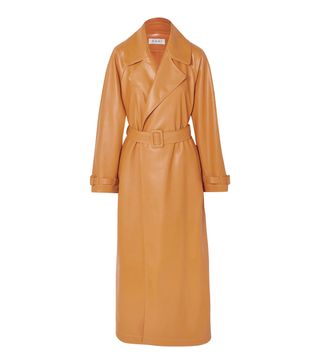 Ochi + Belted Faux Leather Trench Coat