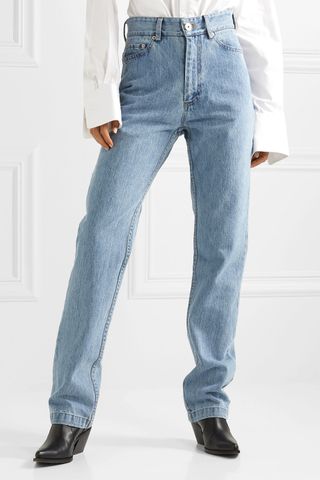 Matthew Adams Dolan + High-Rise Straight-Leg Jeans